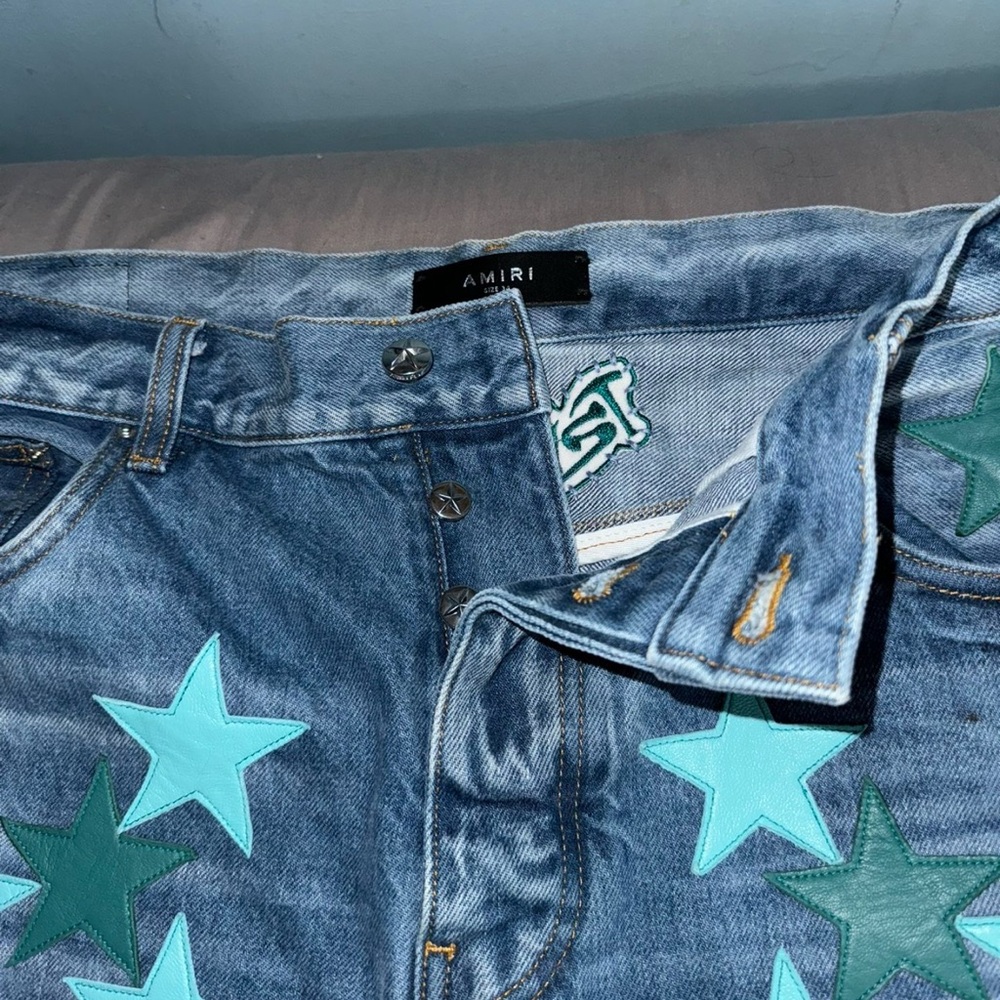 Amiri Chemist Leather Star Blue Jeans in light indigo sz 30 - Picture 3 of 10